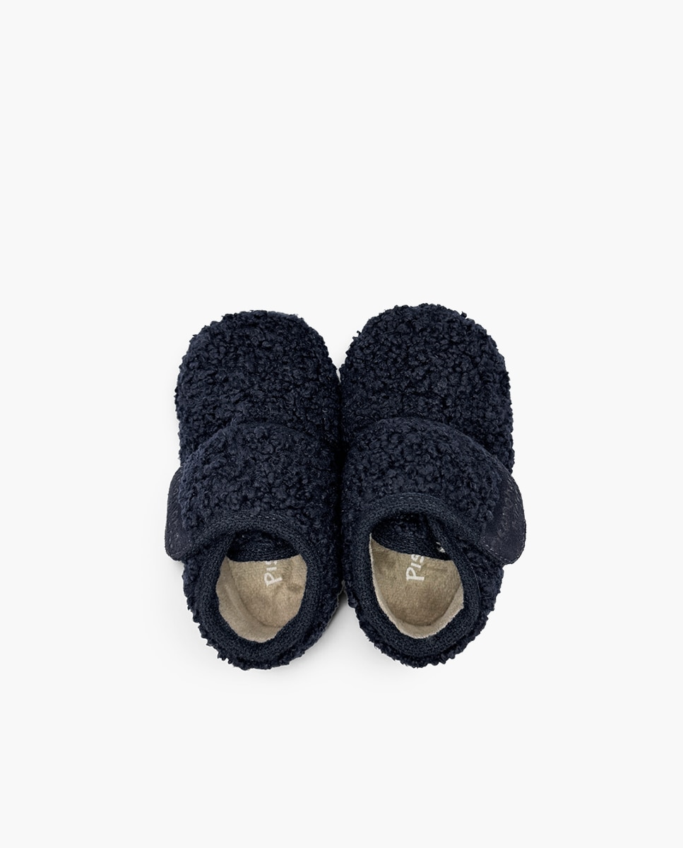 Zapatillas de casa cerradas de niña casa barefoot efecto borreguito - Pisamonas - Azul marino Azul marino-4