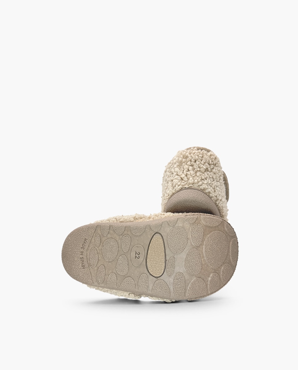 Zapatillas de casa cerradas de niña casa barefoot efecto borreguito - Pisamonas - Beige Beige-2