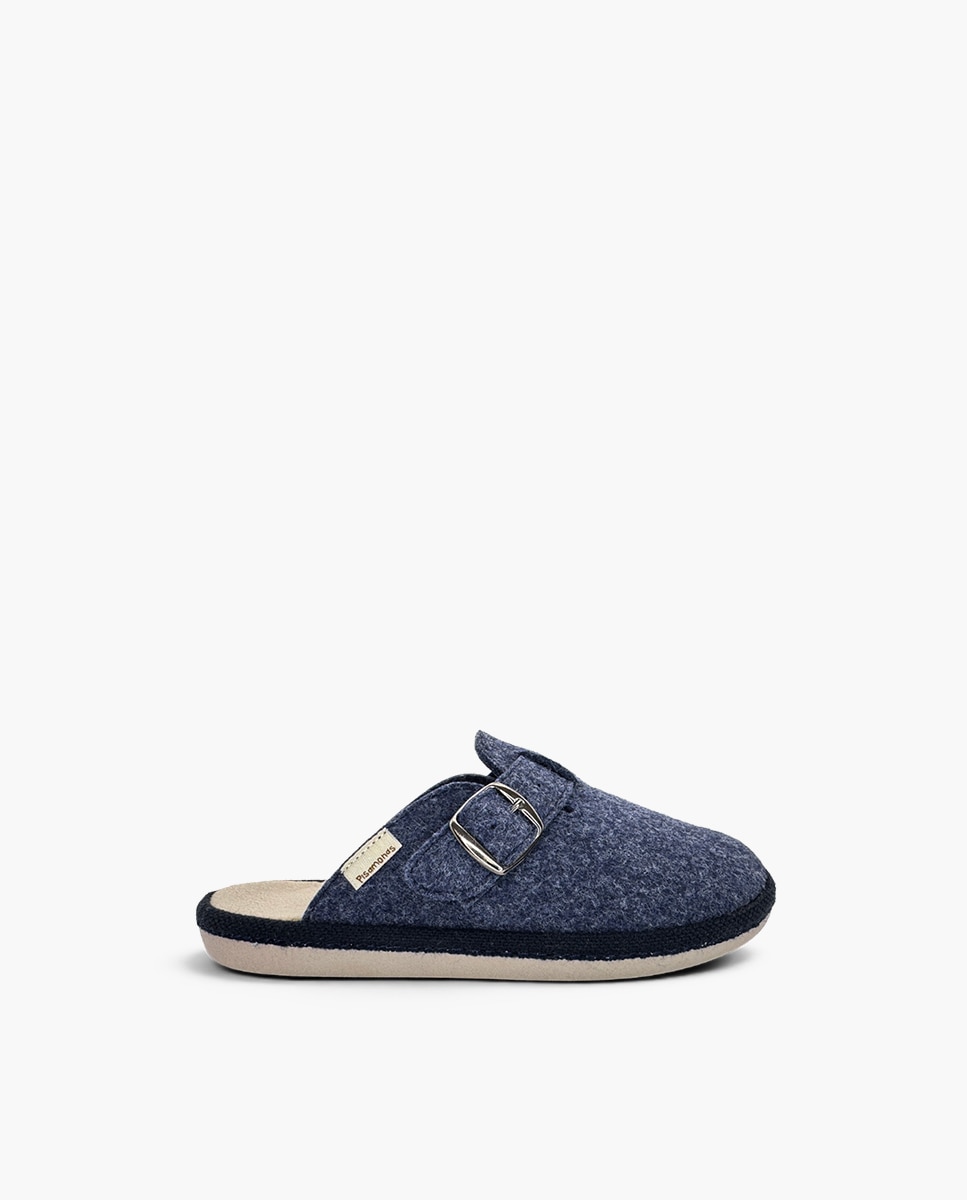 Zapatillas de casa cerradas de niña casa fieltro hebilla flexibles - Pisamonas - Azul marino Azul marino-1
