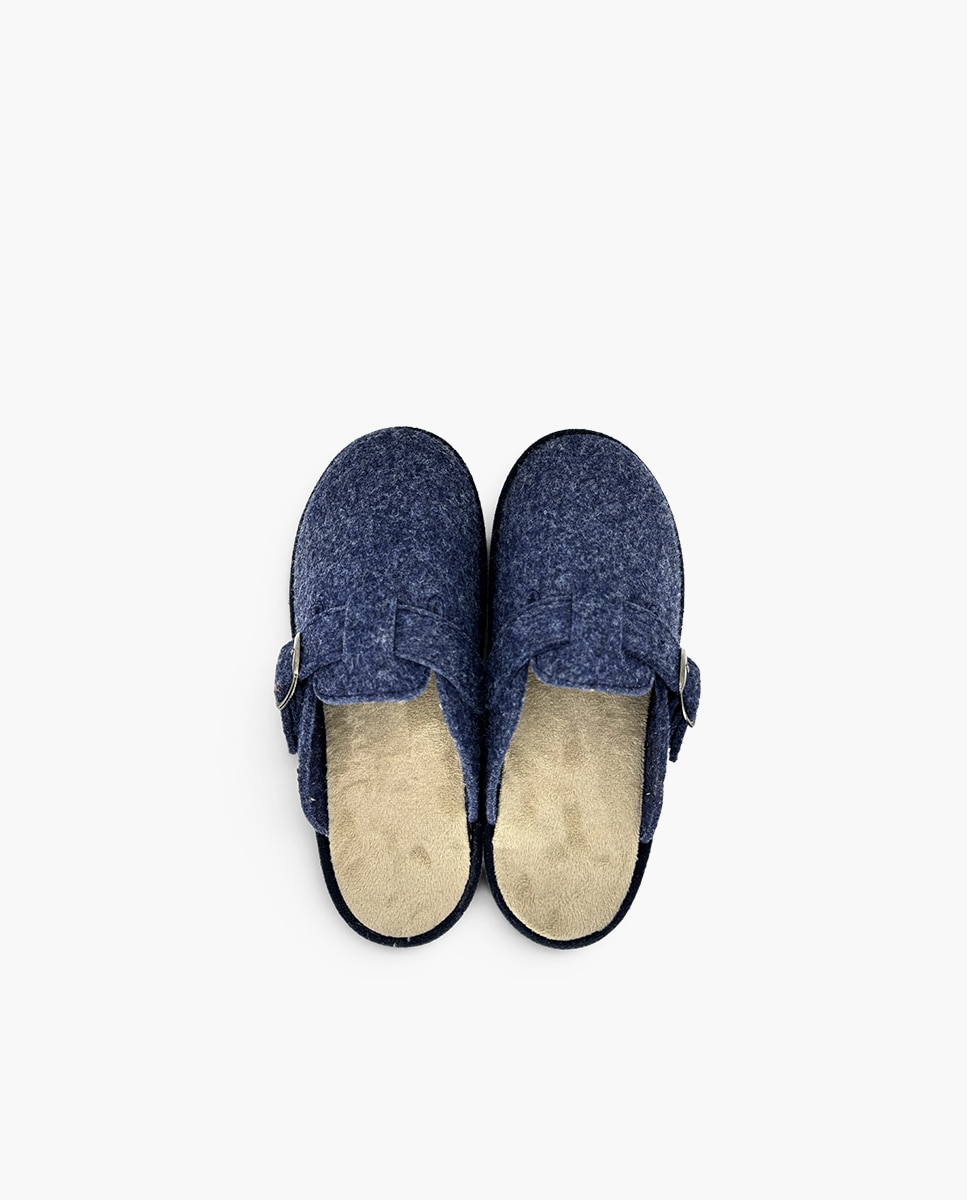 Zapatillas de casa cerradas de niña casa fieltro hebilla flexibles - Pisamonas - Azul marino Azul marino-4
