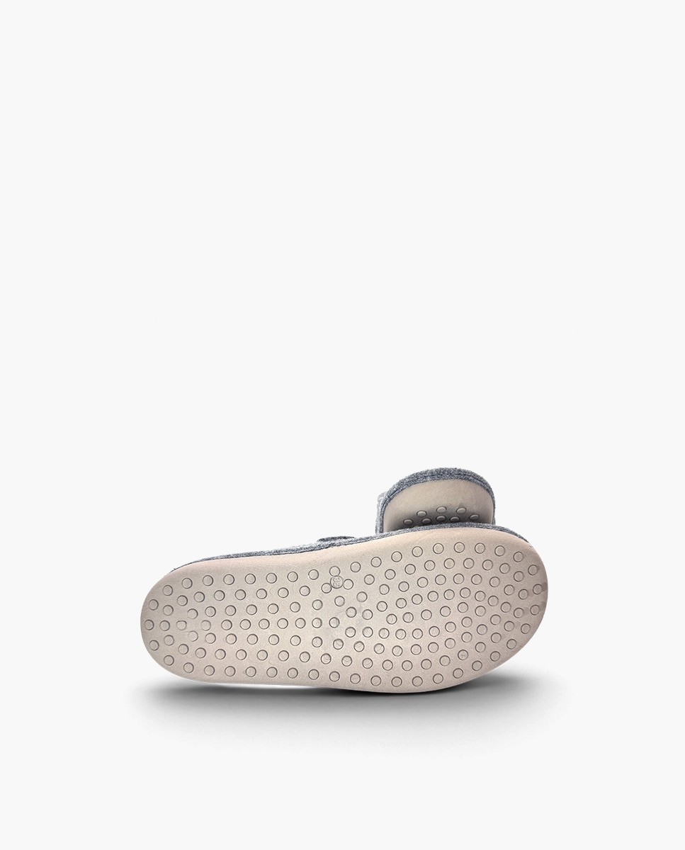 Zapatillas de casa cerradas de niña casa fieltro hebilla flexibles - Pisamonas - Gris Gris-2