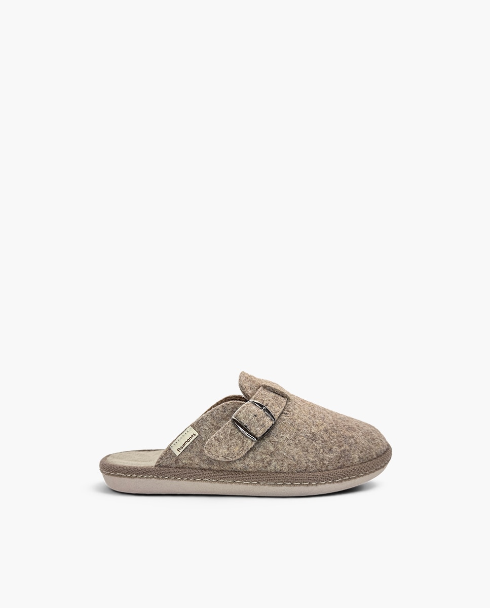 Imagen 0 de Zapatillas de casa cerradas de niña casa fieltro hebilla flexibles Topo