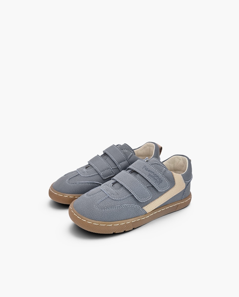 Zapatillas de lona de niña barefoot efecto nobuck adorno - Pisamonas - Gris Gris-3