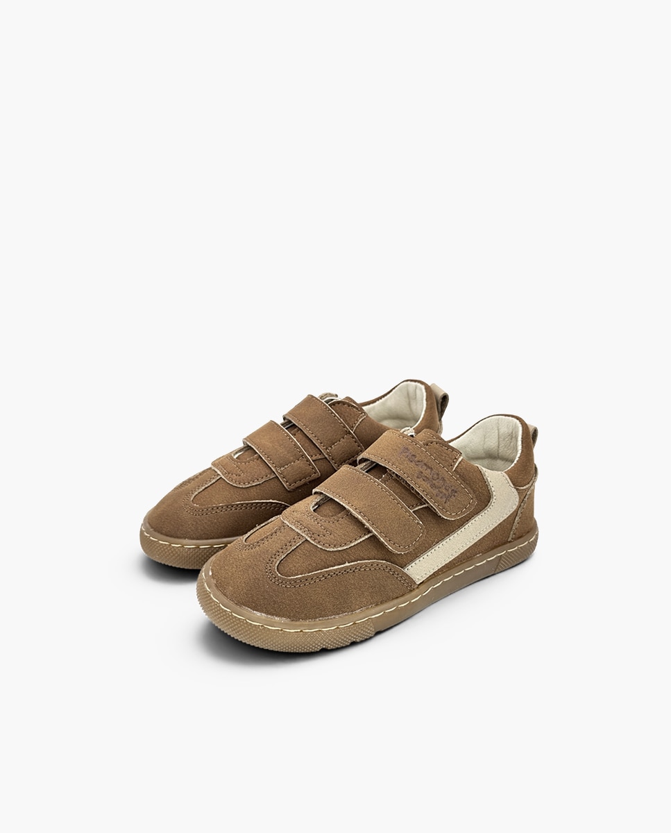 Zapatillas de lona de niña barefoot efecto nobuck adorno - Pisamonas - Marrón Marrón-3