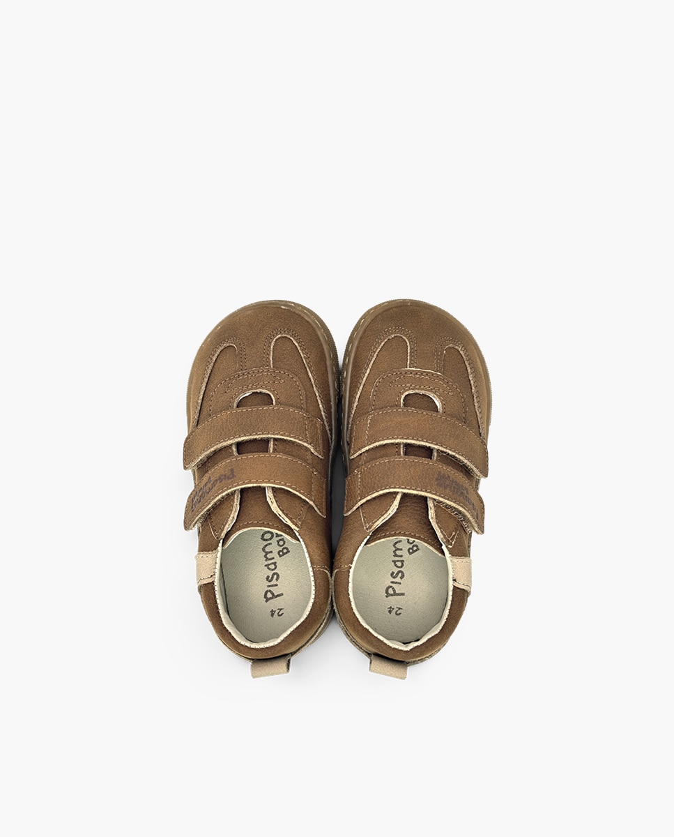 Zapatillas de lona de niña barefoot efecto nobuck adorno - Pisamonas - Marrón Marrón-4