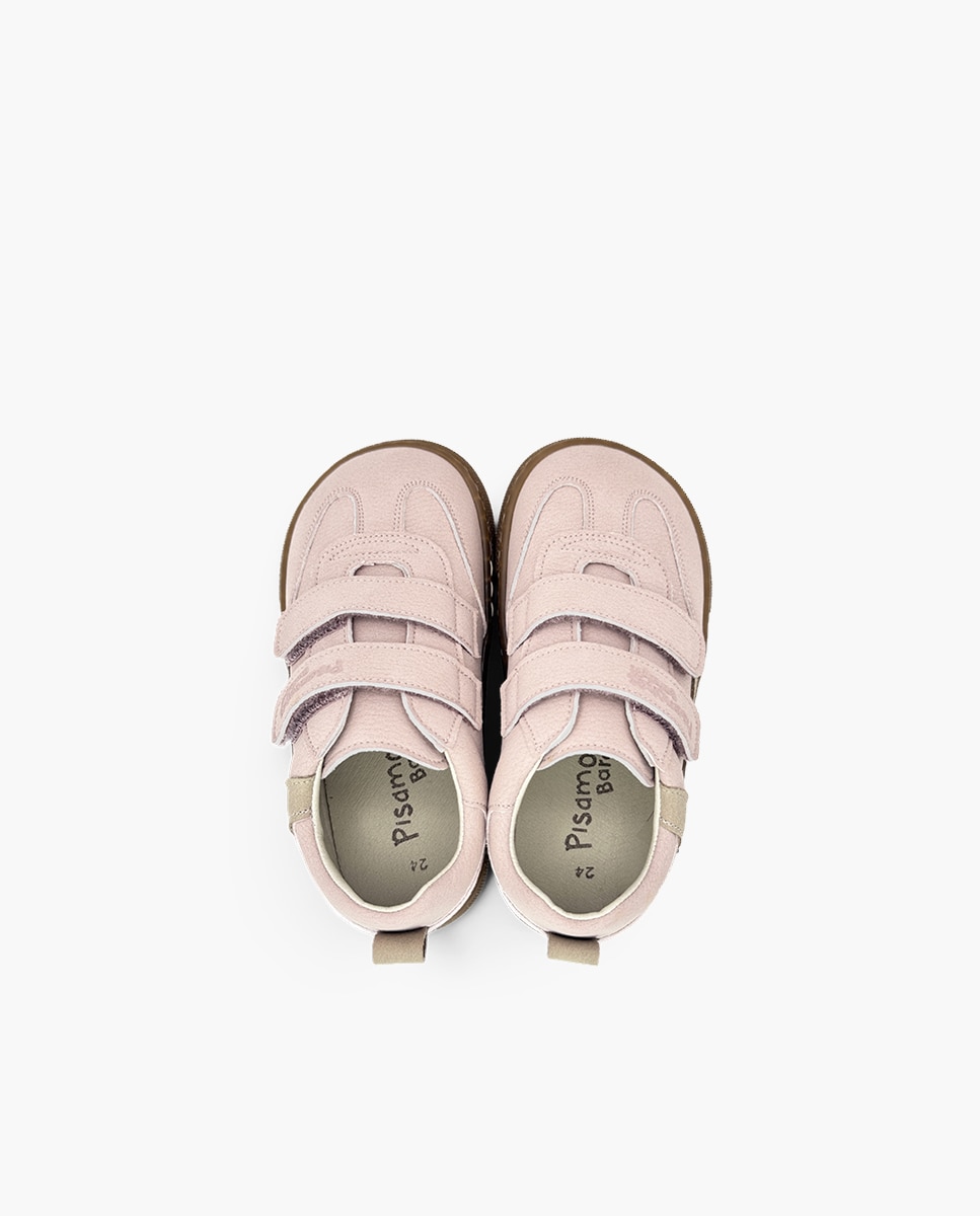 Zapatillas de lona de niña barefoot efecto nobuck adorno - Pisamonas - Rosa Rosa-4