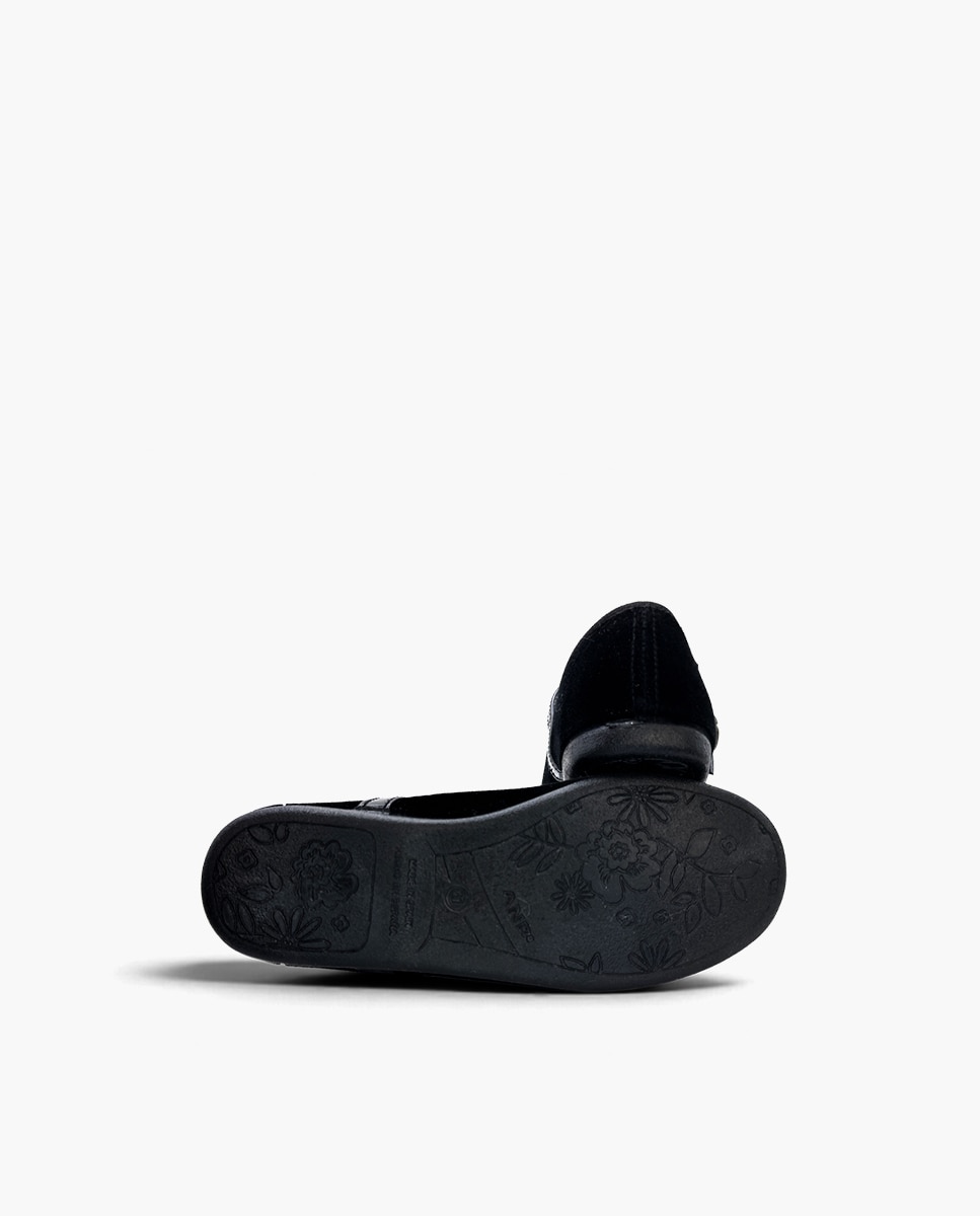 Merceditas de niña terciopelo lazo hebilla - Pisamonas - Negro Negro-2