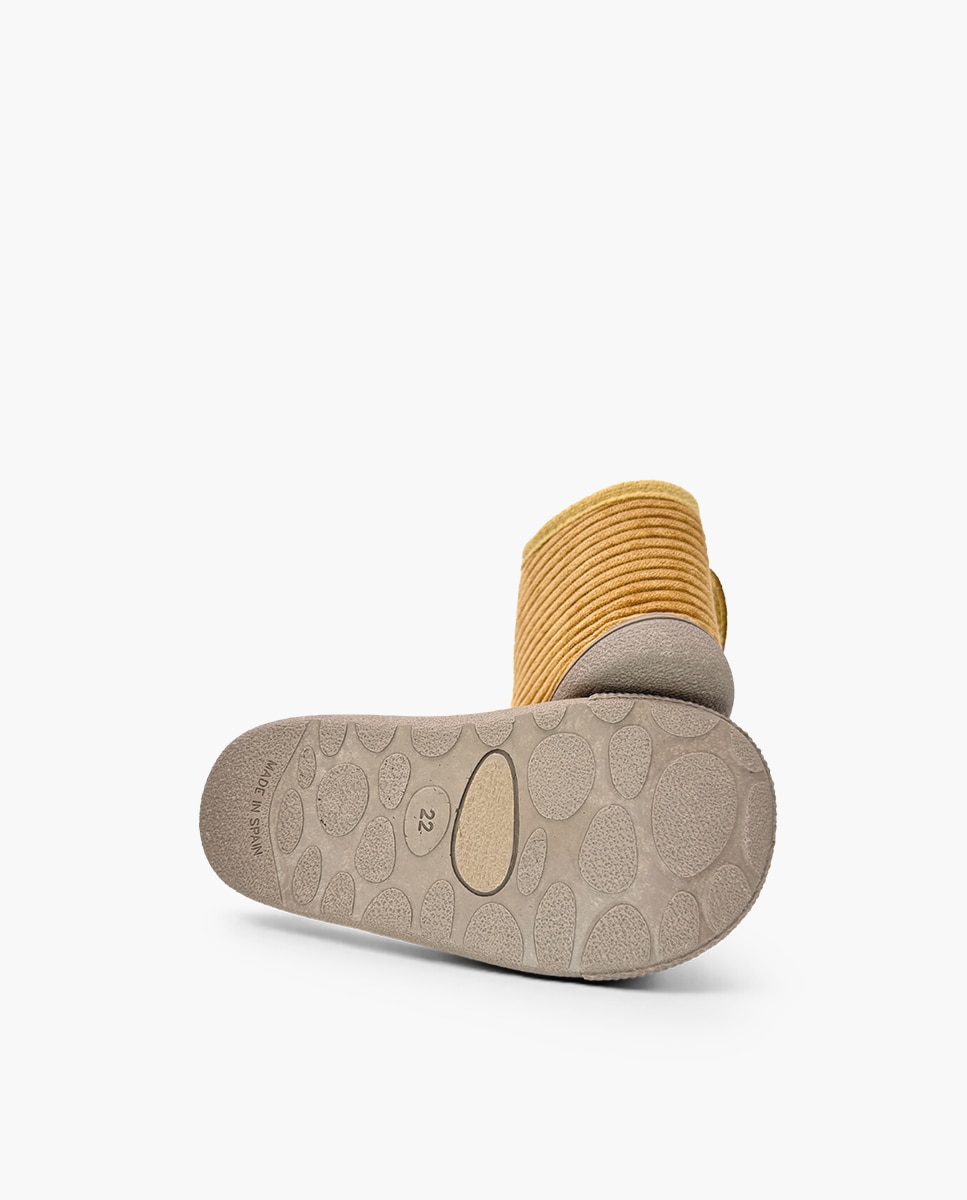 Zapatillas de casa cerradas de niños casa pana barefoot tira - Pisamonas - Mostaza Mostaza-2