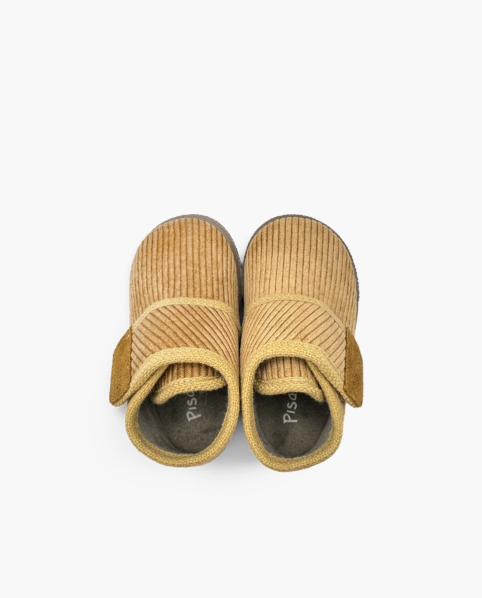Zapatillas de casa cerradas de niños casa pana barefoot tira - Pisamonas - Mostaza Mostaza-4
