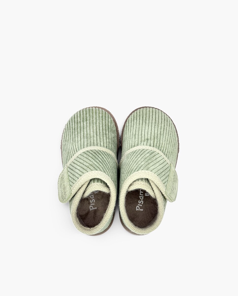 Imagen 4 de Zapatillas de casa cerradas de niña casa pana barefoot - Pisamonas - Verde Verde