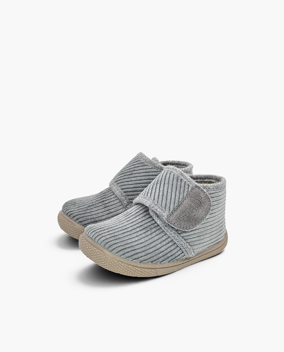 Zapatillas de casa cerradas de niña casa pana barefoot - Pisamonas - Gris Gris-3