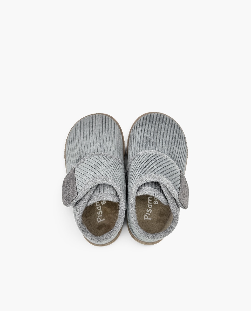 Zapatillas de casa cerradas de niña casa pana barefoot - Pisamonas - Gris Gris-4