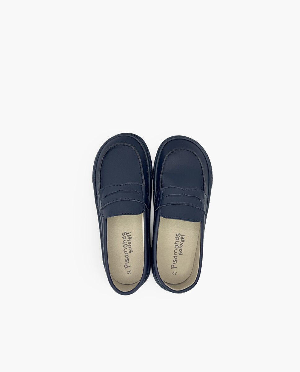 Mocasines de niña colegiales barefoot - Pisamonas - Azul marino Azul marino-4