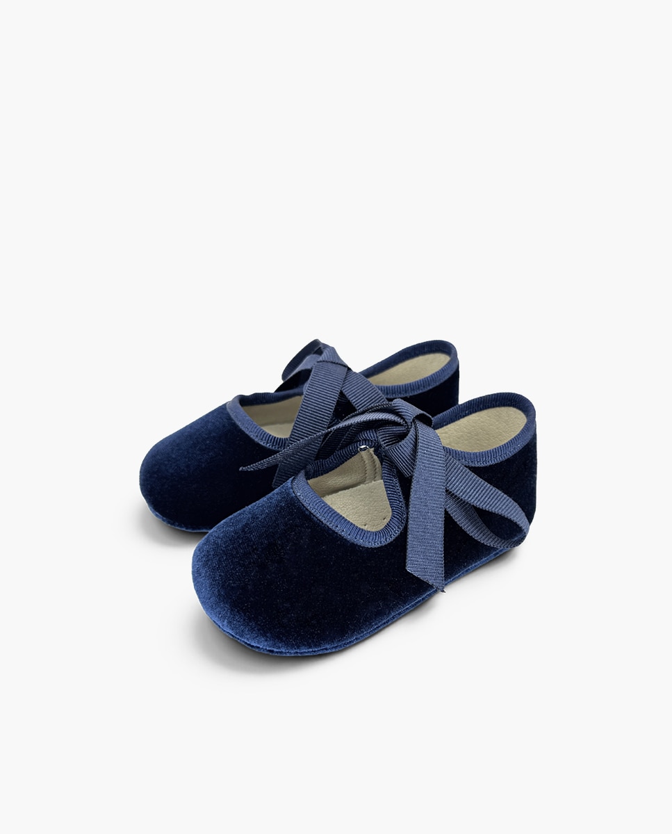 Merceditas de bebé niña merceditas terciopelo lazo faya - Pisamonas - Azul marino Azul marino-3