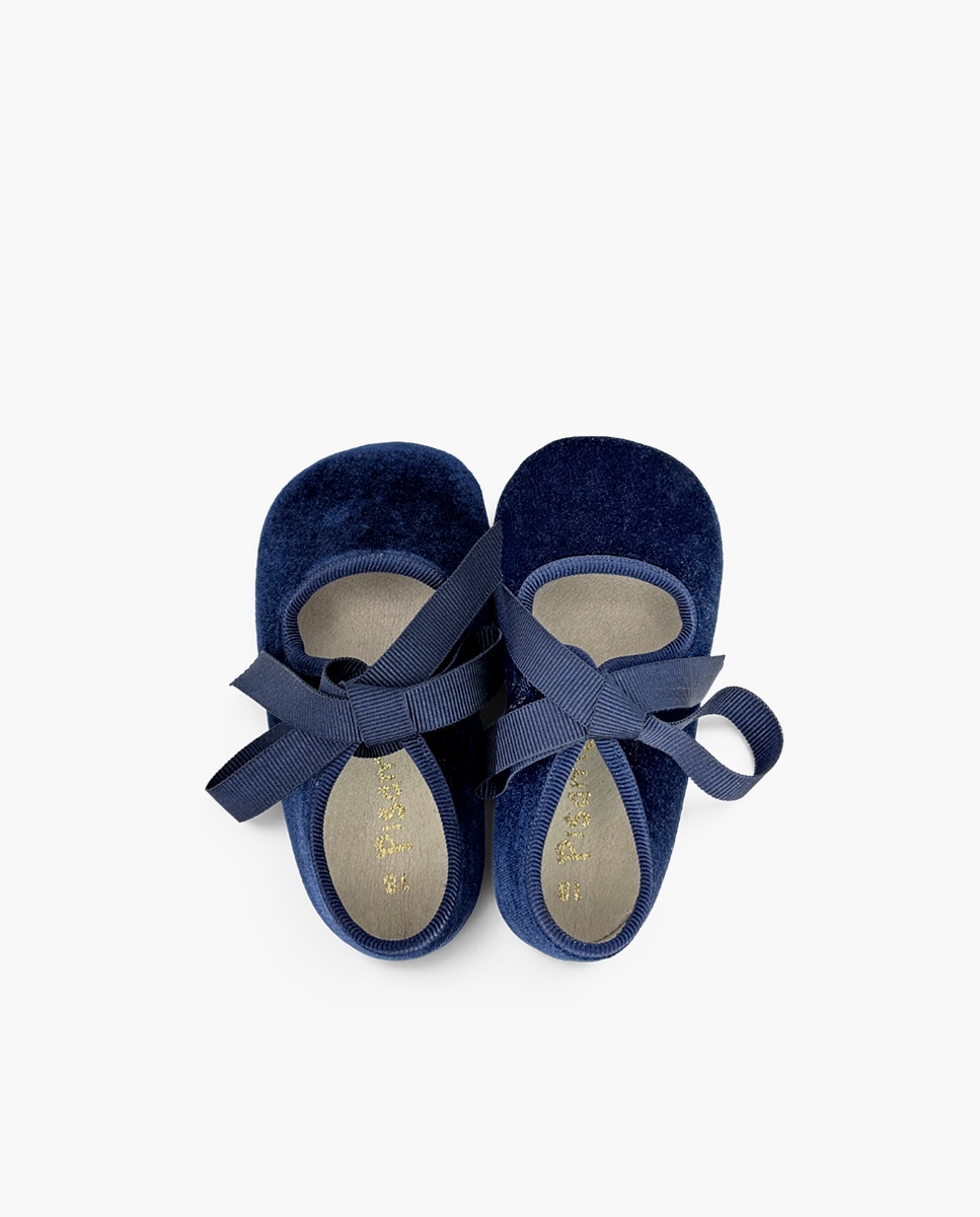 Merceditas de bebé niña merceditas terciopelo lazo faya - Pisamonas - Azul marino Azul marino-4