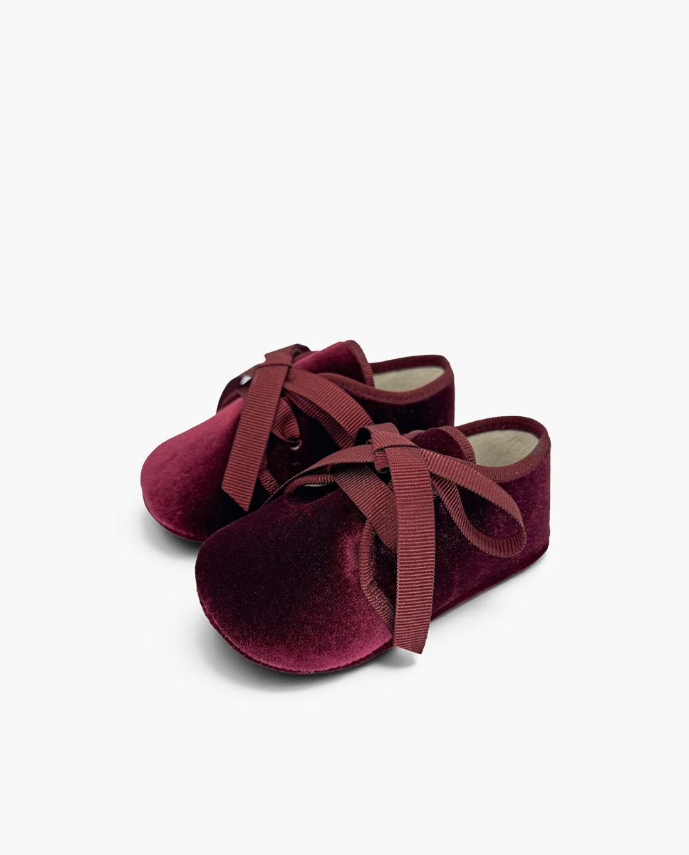 Zapatos de cordones y bluchers de bebé niña blucher terciopelo lazo faya - Pisamonas - Burdeos Burdeos-3