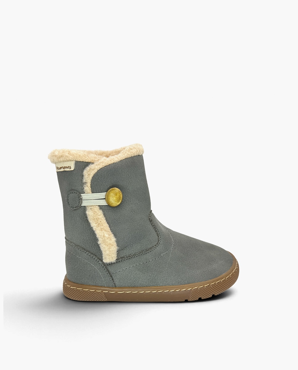 Botas de niña barefoot forro borreguito cierre - Pisamonas - Gris Gris-1