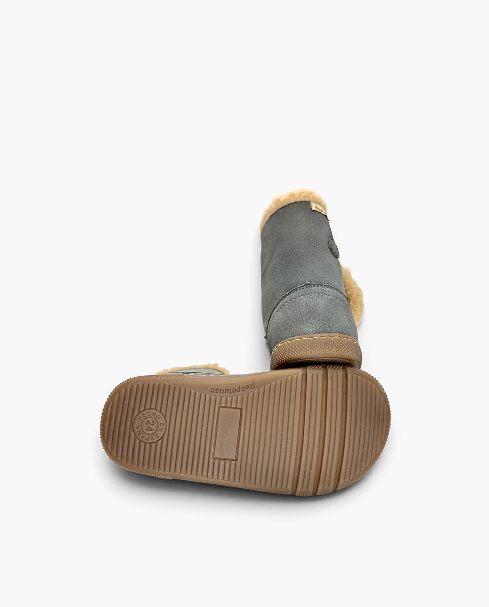 Botas de niña barefoot forro borreguito cierre - Pisamonas - Gris Gris-2