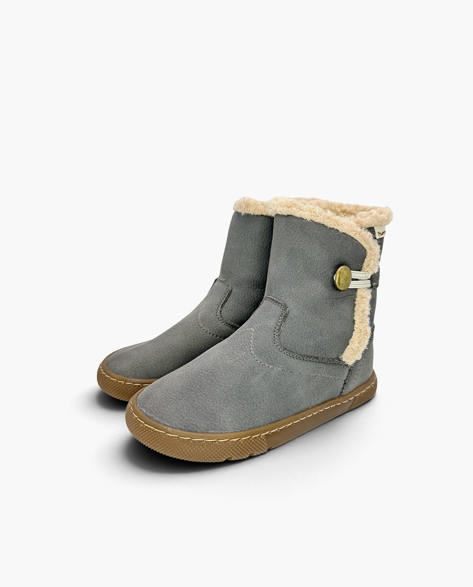 Botas de niña barefoot forro borreguito cierre - Pisamonas - Gris Gris-3