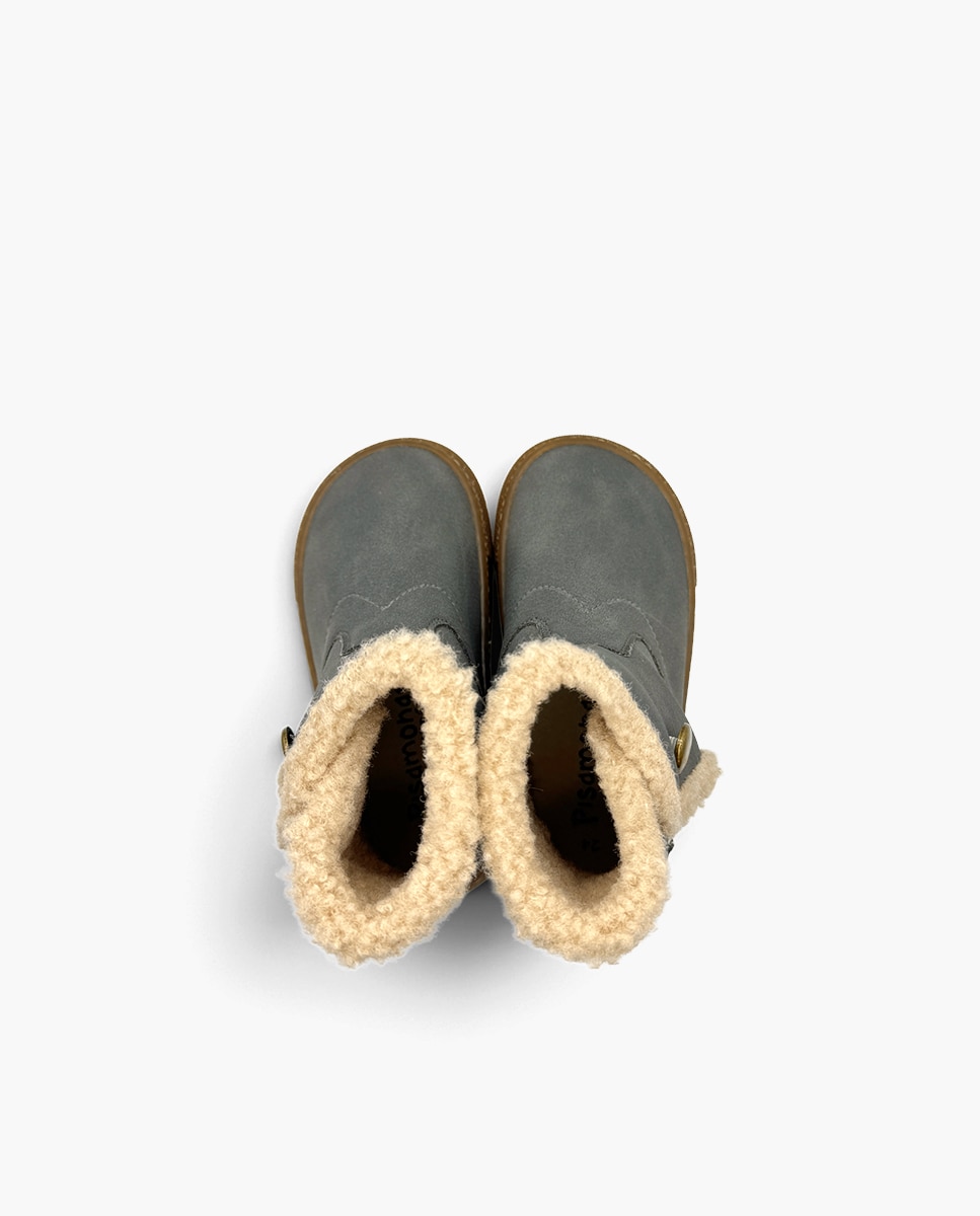 Botas de niña barefoot forro borreguito cierre - Pisamonas - Gris Gris-4