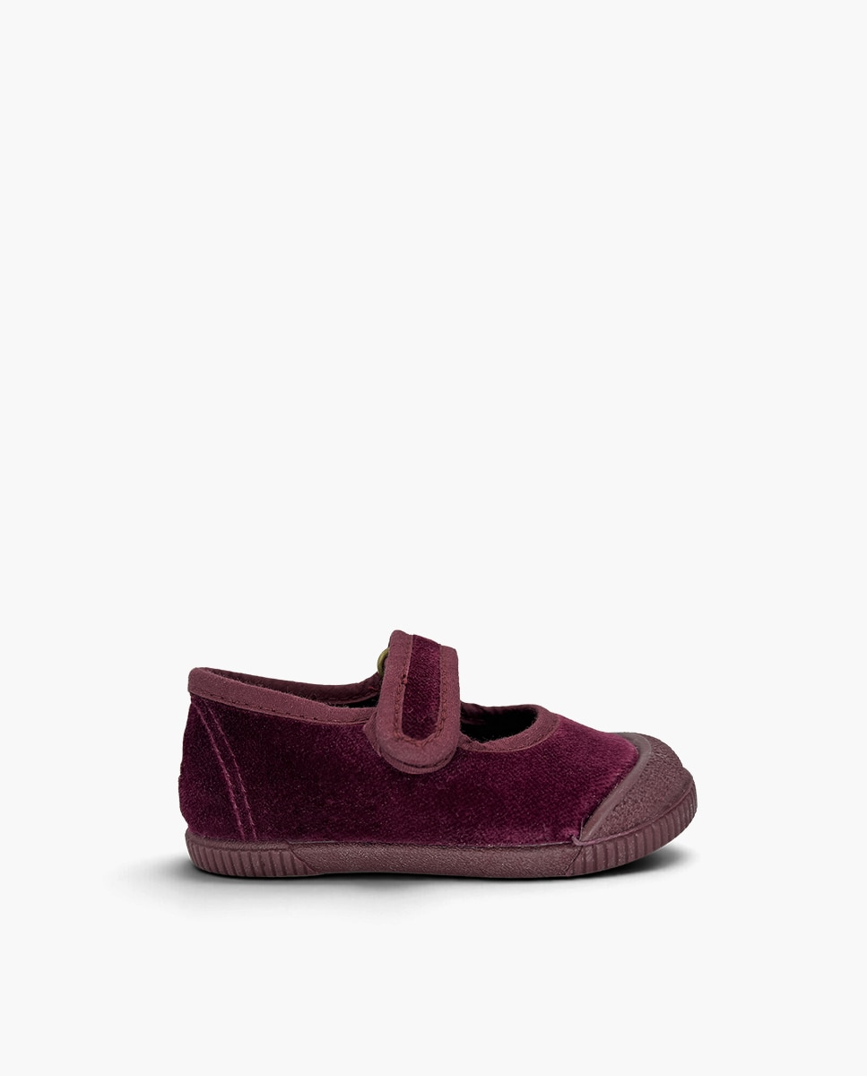 Imagen 0 de Merceditas de bebé niña terciopelo barefoot Burdeos