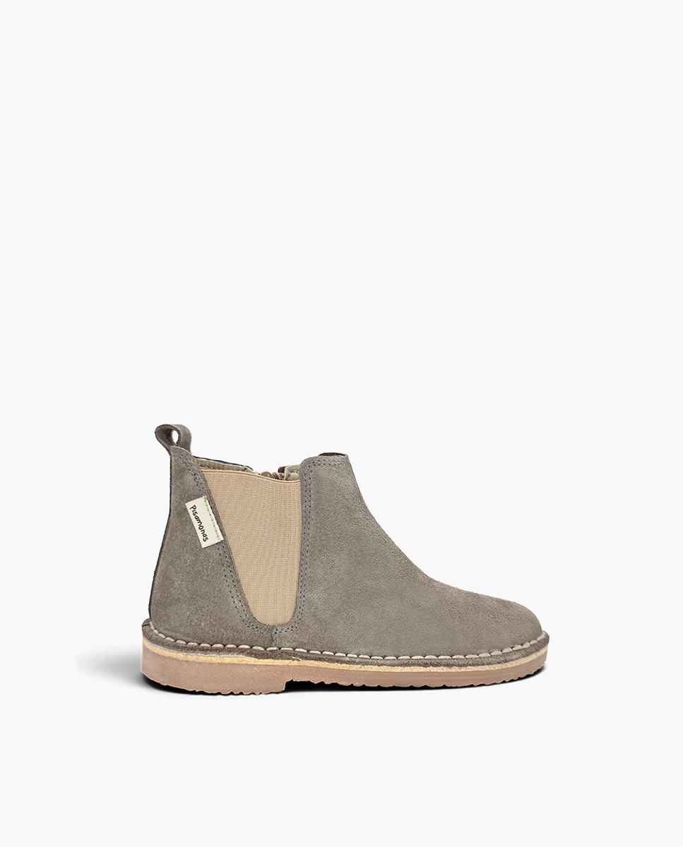 Botas de niña serraje chelsea elástico y - Pisamonas - Gris Gris-1