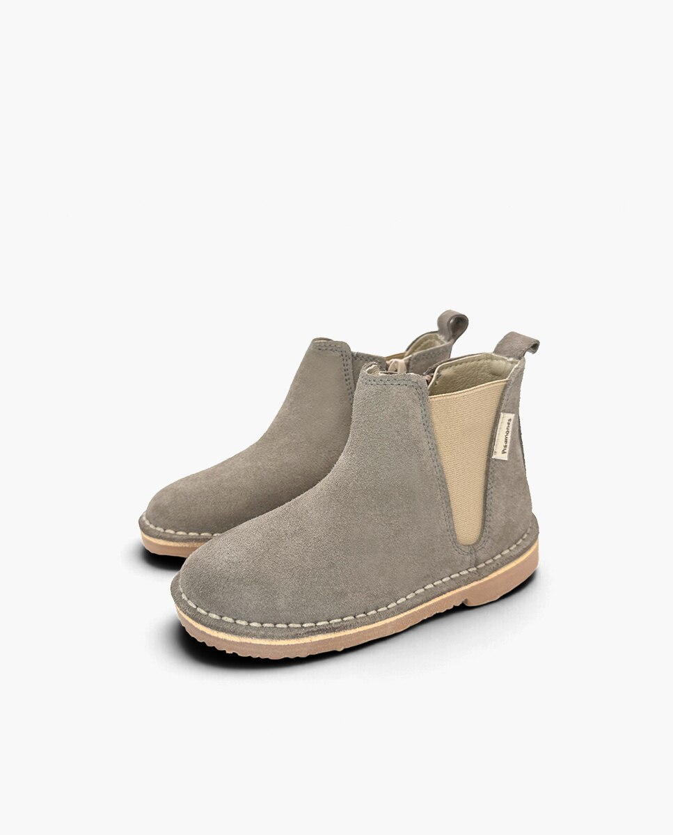 Botas de niña serraje chelsea elástico y - Pisamonas - Gris Gris-3