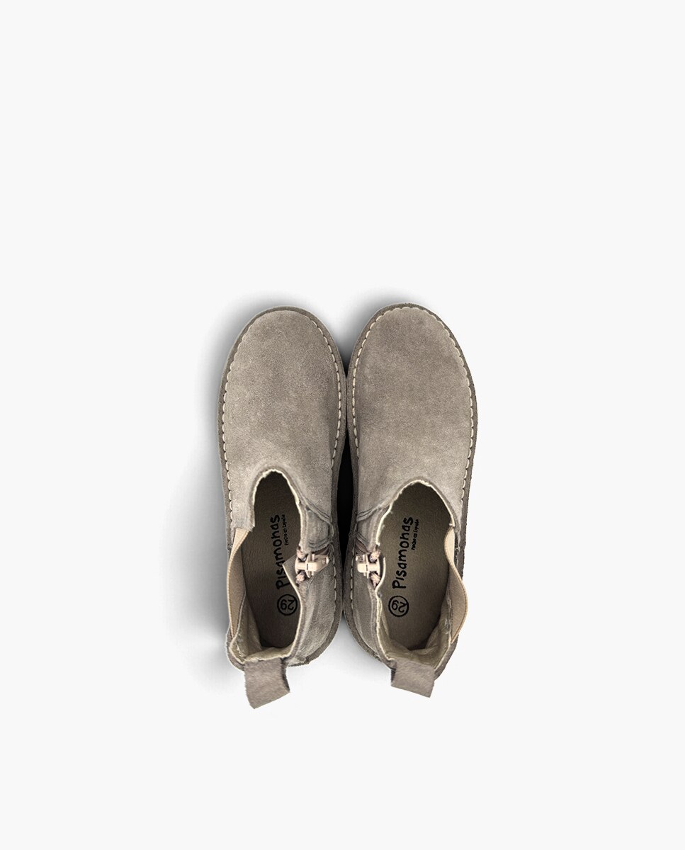 Botas de niña serraje chelsea elástico y - Pisamonas - Gris Gris-4
