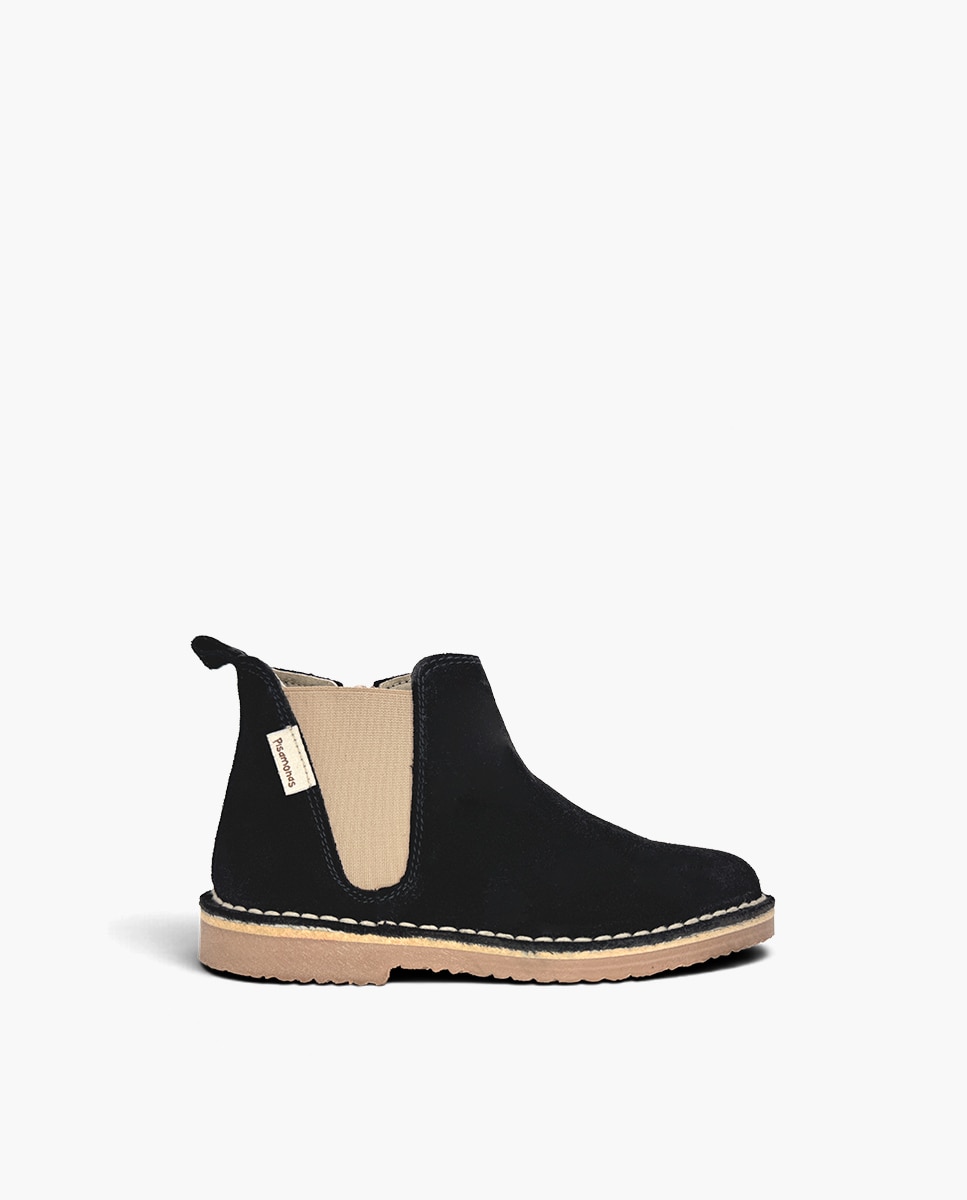 Botas de niña serraje chelsea elástico y - Pisamonas - Negro Negro-1