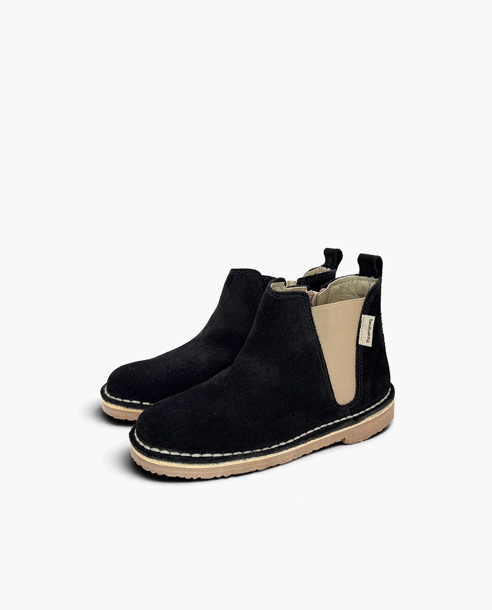 Botas de niña serraje chelsea elástico y - Pisamonas - Negro Negro-3