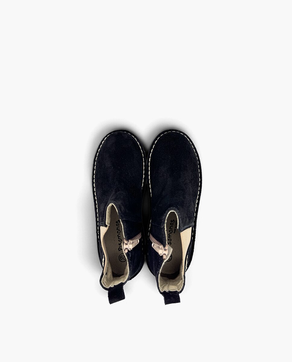 Botas de niña serraje chelsea elástico y - Pisamonas - Negro Negro-4