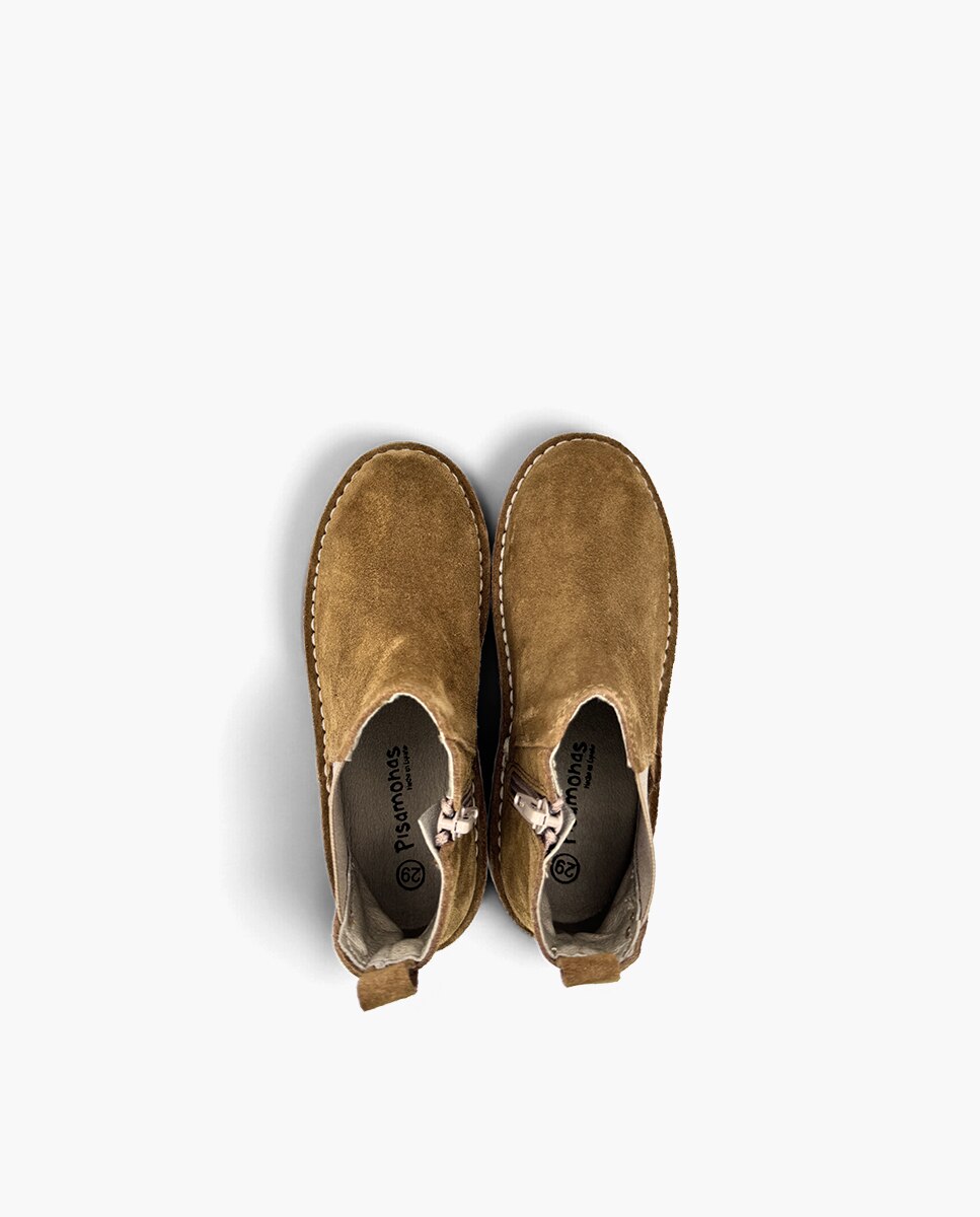 Botas de niña serraje chelsea elástico y - Pisamonas - Camel Camel-4