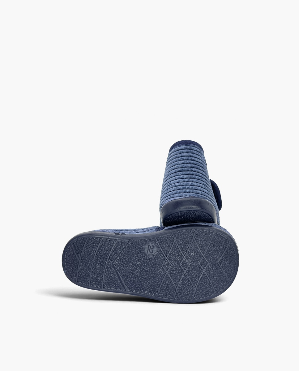 Zapatillas de casa cerradas de bebé niña casa bota pana - Pisamonas - Azul Azul-2