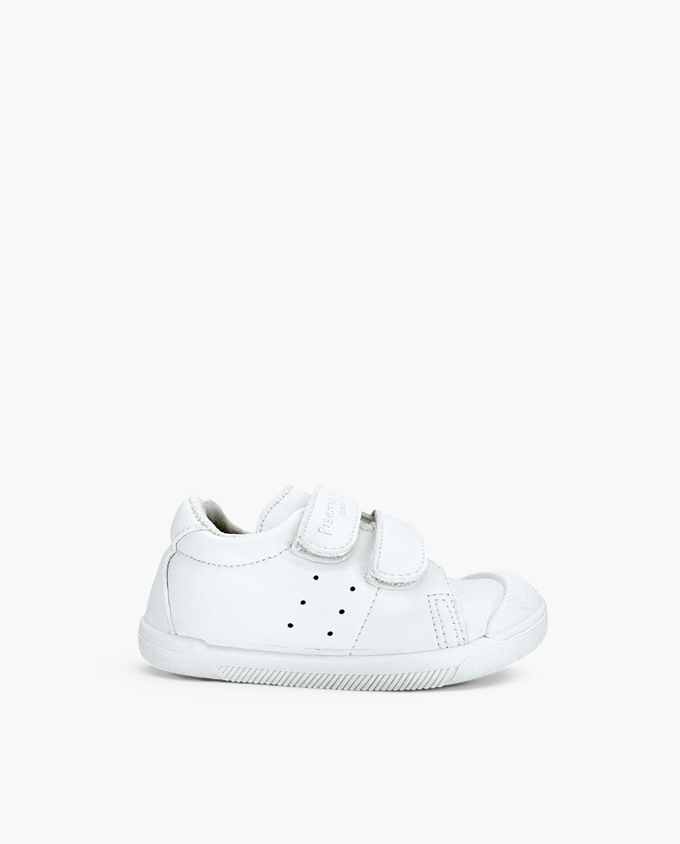 Zapatillas de lona de niña blanditas barefoot colegio efecto - Pisamonas - Blanco Blanco-1