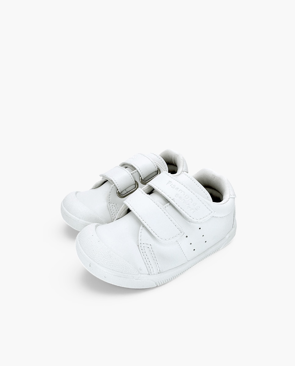 Zapatillas de lona de niña blanditas barefoot colegio efecto - Pisamonas - Blanco Blanco-3