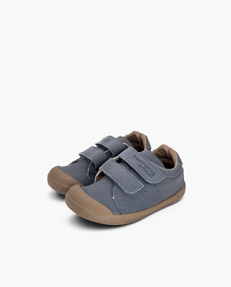 Zapatillas de lona de niña blanditas barefoot efecto nobuck - Pisamonas - Azul Azul-3
