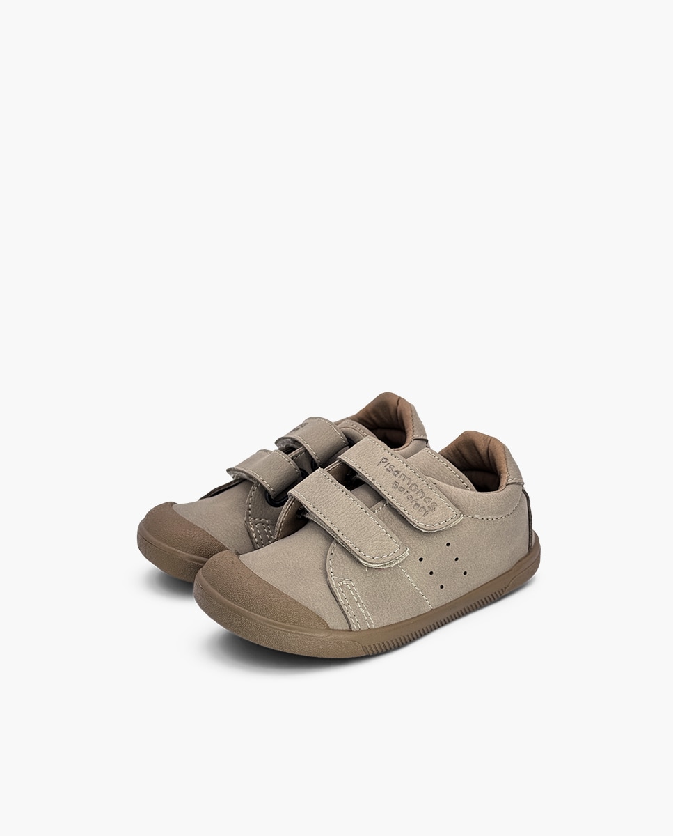 Zapatillas de lona de niña blanditas barefoot efecto nobuck - Pisamonas - Beige Beige-3