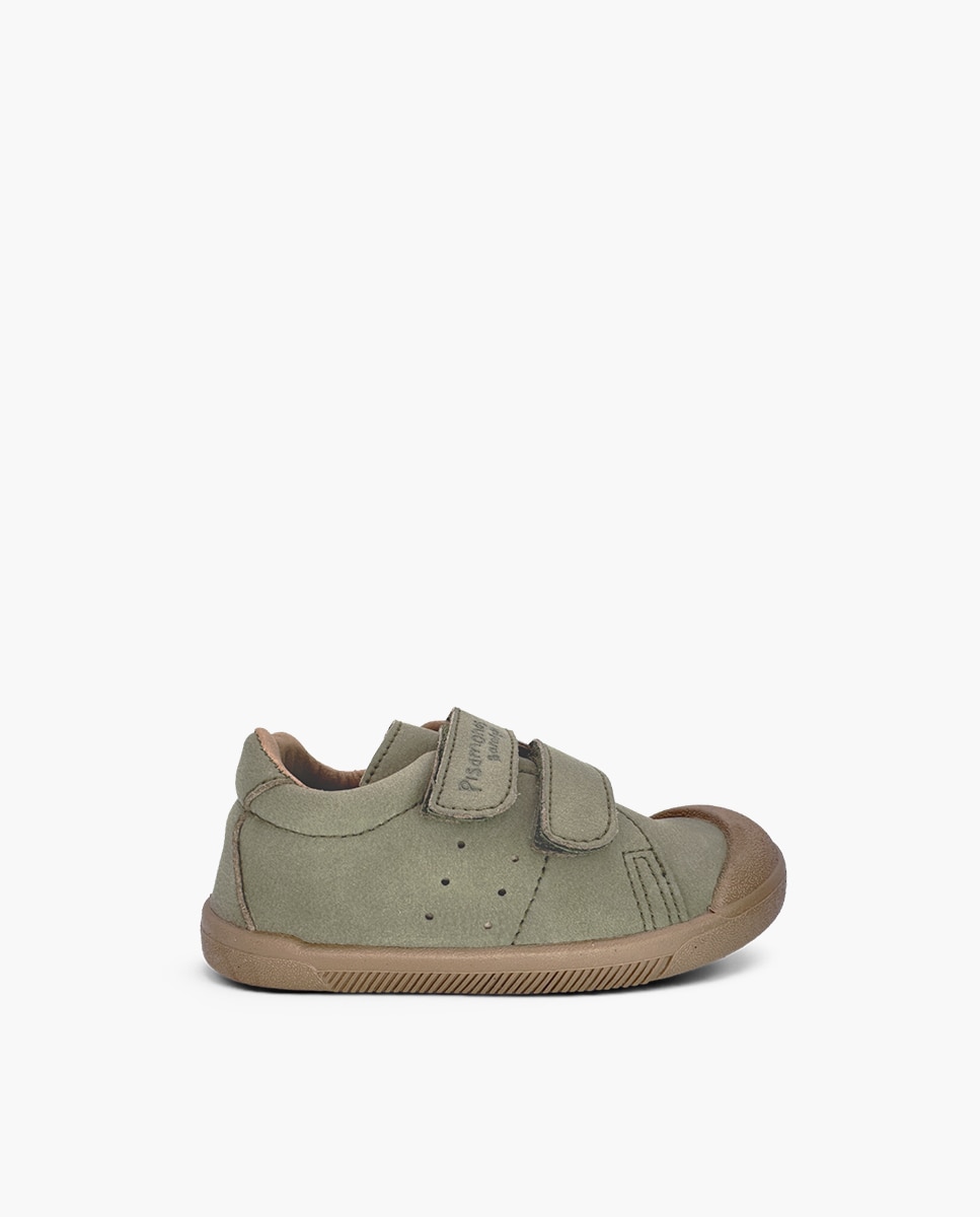 Zapatillas de lona de niña blanditas barefoot efecto nobuck - Pisamonas - Verde Verde-1