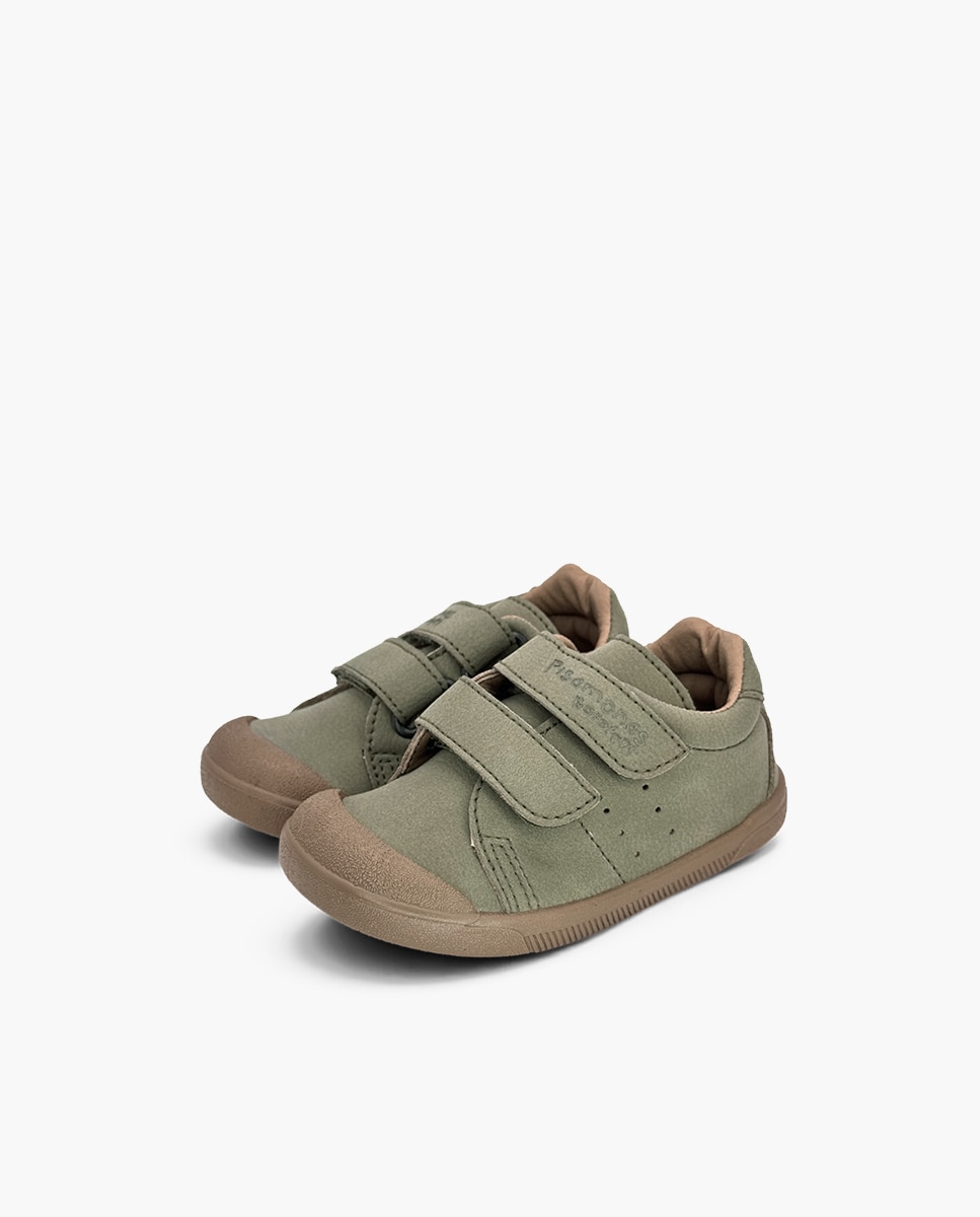 Zapatillas de lona de niña blanditas barefoot efecto nobuck - Pisamonas - Verde Verde-3