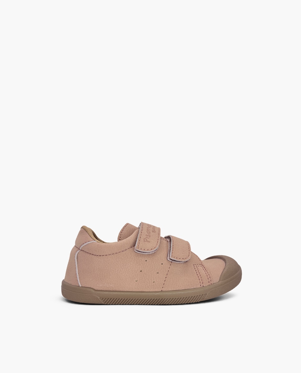 Zapatillas de lona de niña blanditas barefoot efecto nobuck - Pisamonas - Rosa Rosa-1
