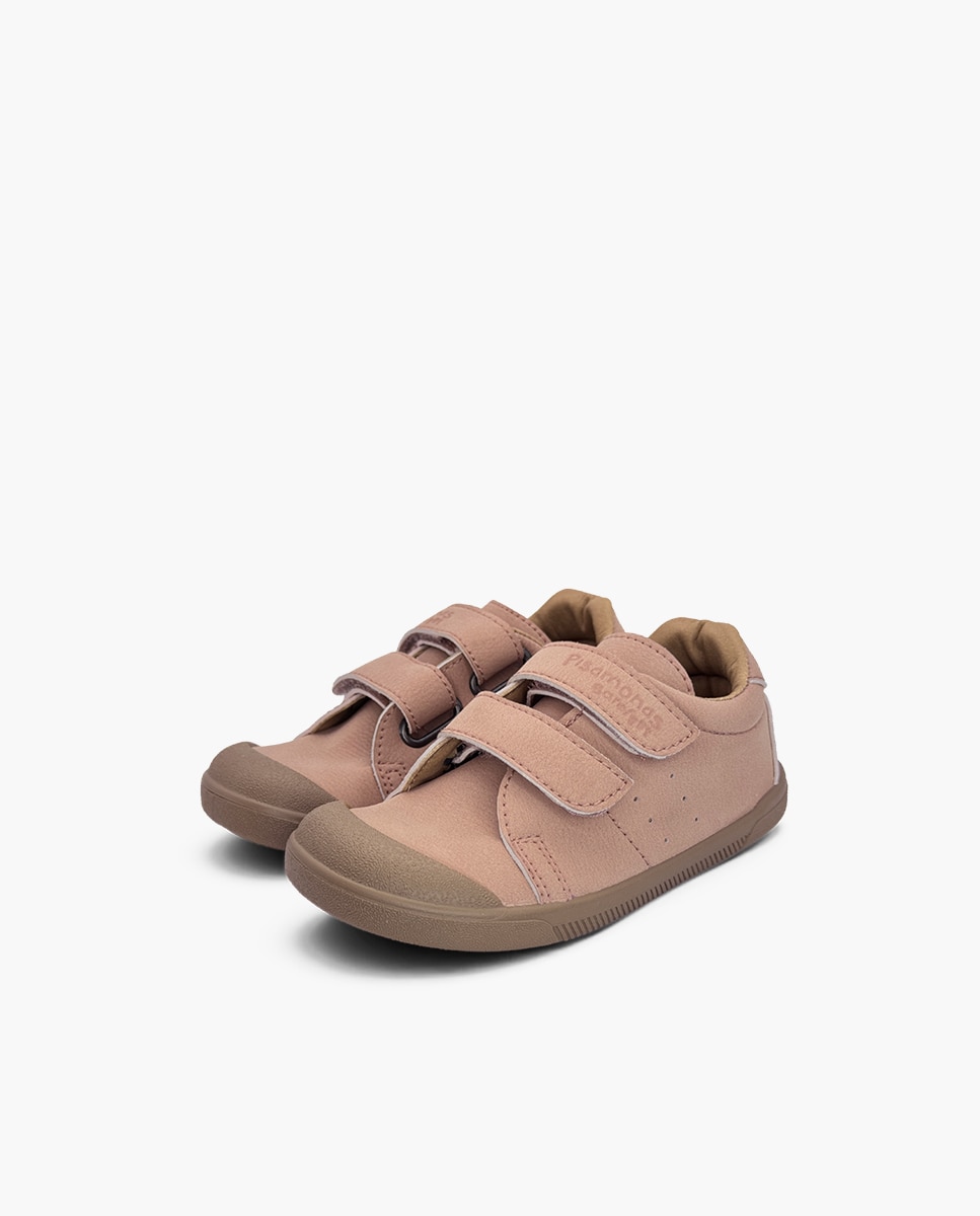 Zapatillas de lona de niña blanditas barefoot efecto nobuck - Pisamonas - Rosa Rosa-3