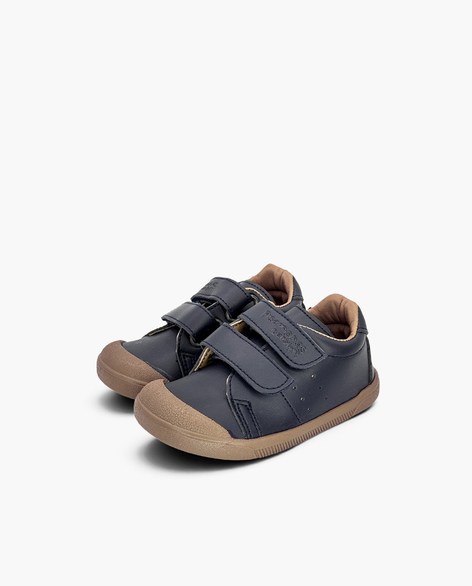 Zapatillas de lona de niña barefoot efecto piel suela - Pisamonas - Azul marino Azul marino-3