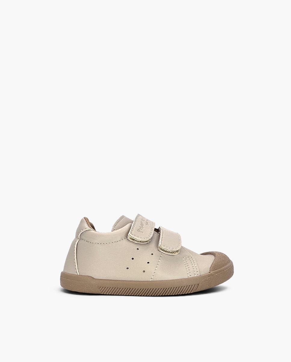 Zapatillas de lona de niña barefoot efecto piel suela - Pisamonas - Beige Beige-1