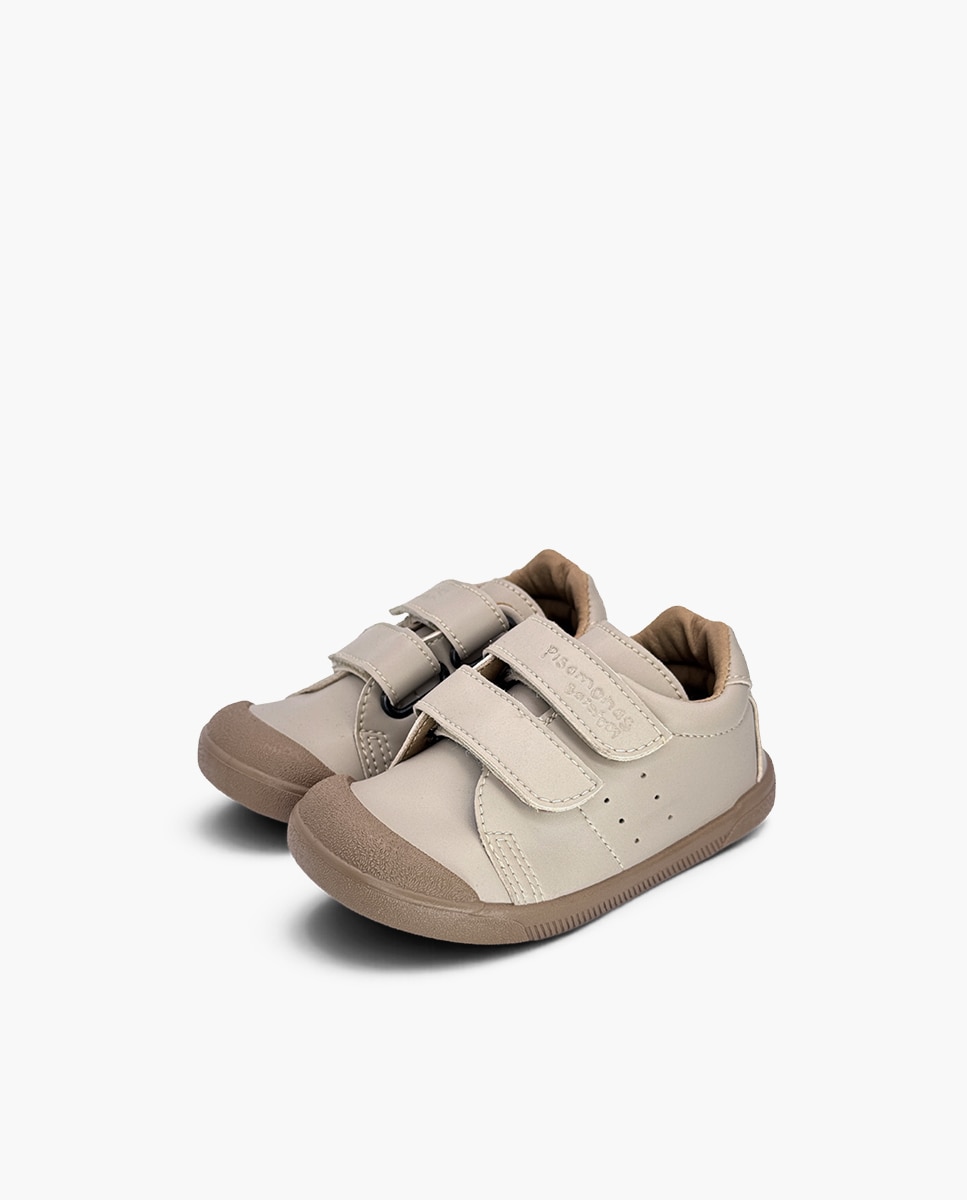 Zapatillas de lona de niña barefoot efecto piel suela - Pisamonas - Beige Beige-3