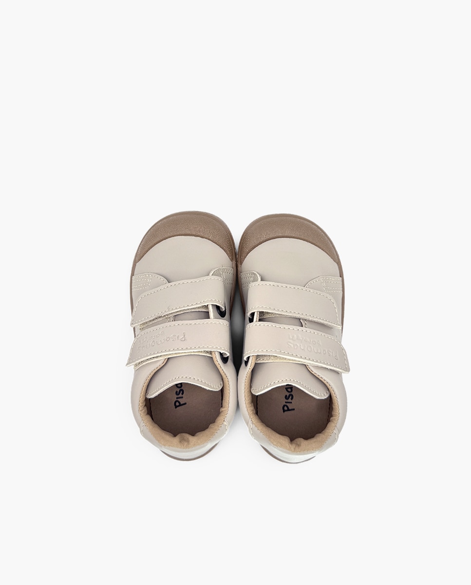 Zapatillas de lona de niña barefoot efecto piel suela - Pisamonas - Beige Beige-4