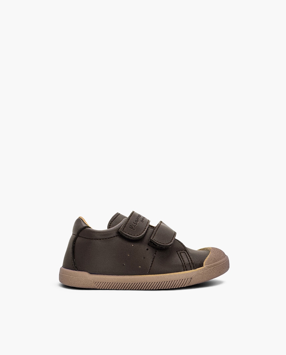 Zapatillas de lona de niña barefoot efecto piel suela - Pisamonas - Marrón Marrón-1