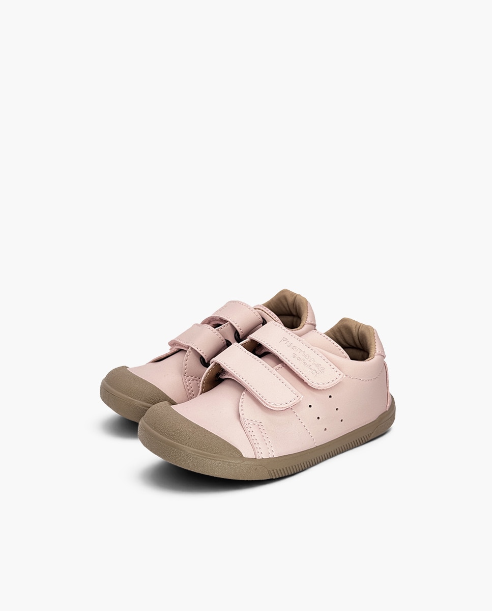 Zapatillas de lona de niña barefoot efecto piel suela - Pisamonas - Rosa Rosa-3