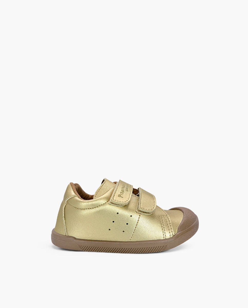 Zapatillas de lona de niña barefoot efecto piel metalizadas - Pisamonas - Oro Oro-1