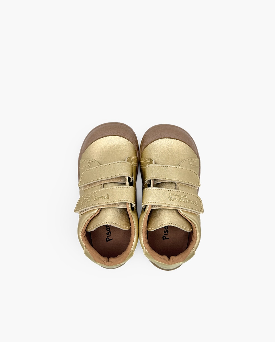 Zapatillas de lona de niña barefoot efecto piel metalizadas - Pisamonas - Oro Oro-4