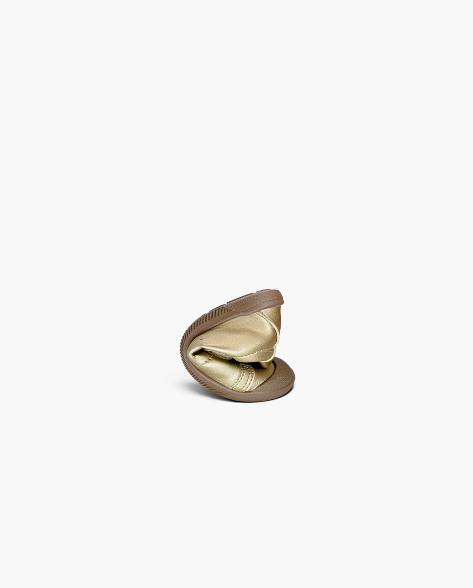 Zapatillas de lona de niña barefoot efecto piel metalizadas - Pisamonas - Oro Oro-5